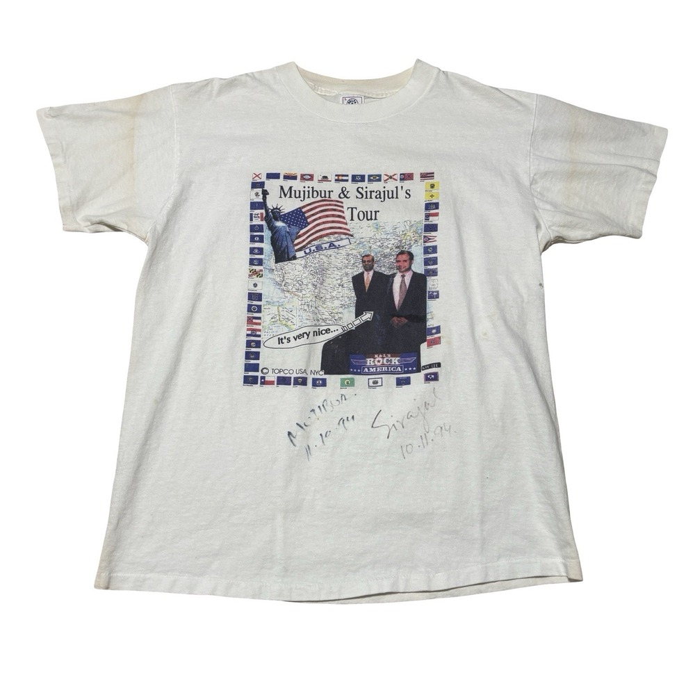 Vintage 90s Mujibur & Sirajul's Tour T Shirt David Letterman Late Show Sz Large